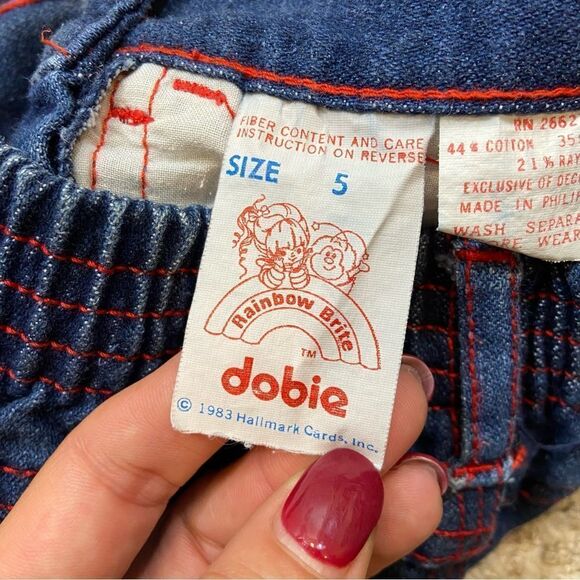 RARE Vintage 1983 Girls Rainbow Bright Blue Jeans Size‎ 5 - Picture 5 of 9